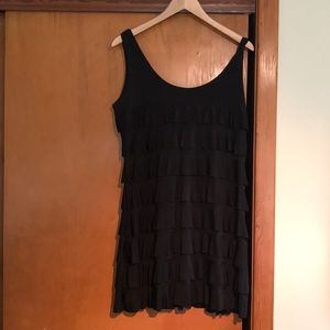 black flapper ruffle mini